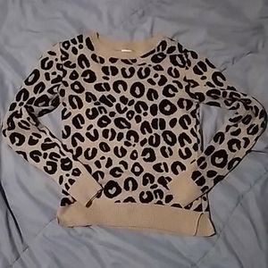 Leopard print crew neck sweater